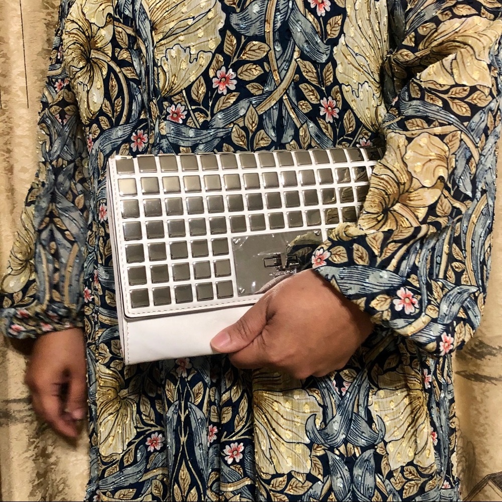 MICHAEL KORS NATALIA TILE GENUINE LEATHER CLUTCH